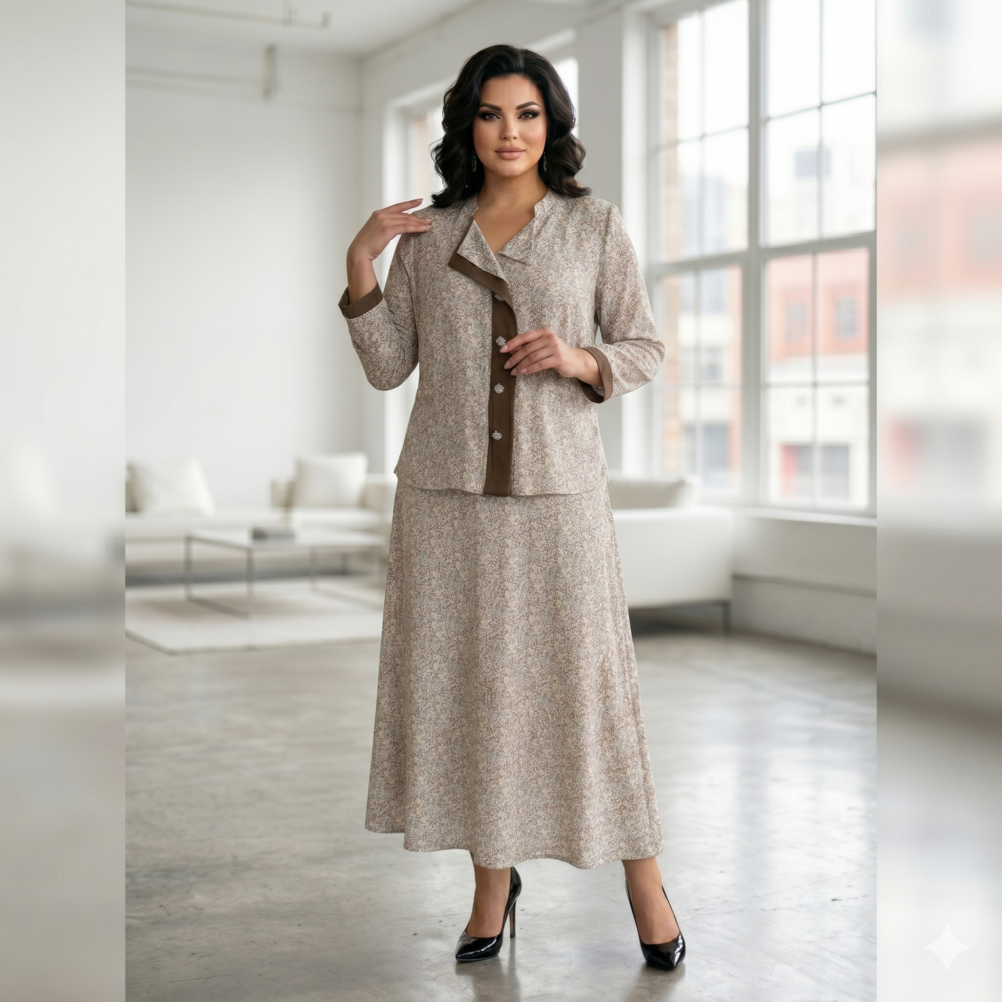 moteriška suknelė didesniems dydžiams elegantiškam ir kasdieniam stiliui