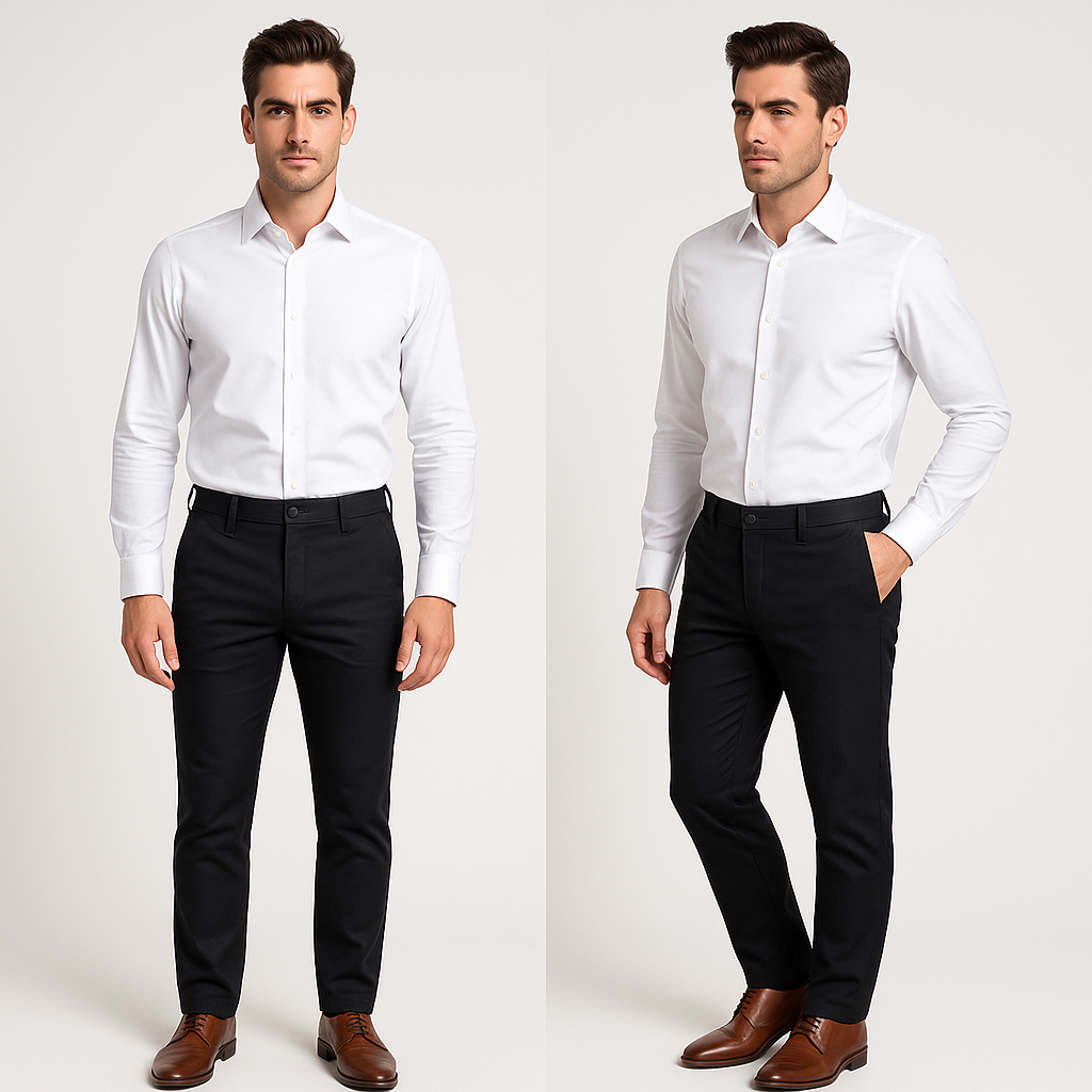 Juodos vyriškos laisvalaikio tipo kelnės su siaurėjančiu kirpimu