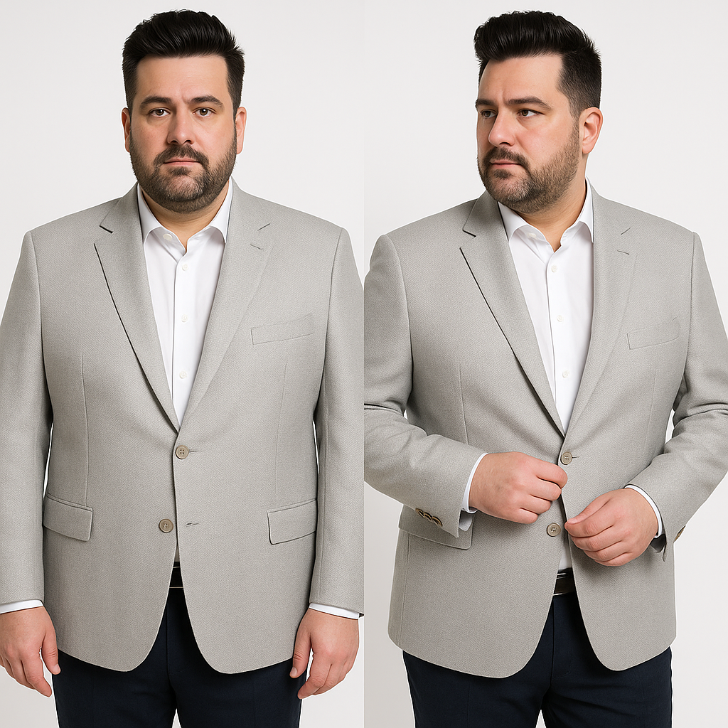 Šviesus baltai pilkas vyriškas vasarinis švarkas su dviem sagomis, 58 dydis