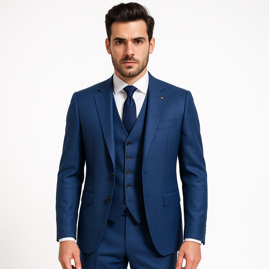 Vyriškas 3 dalių kostiumas – karališkai mėlynas