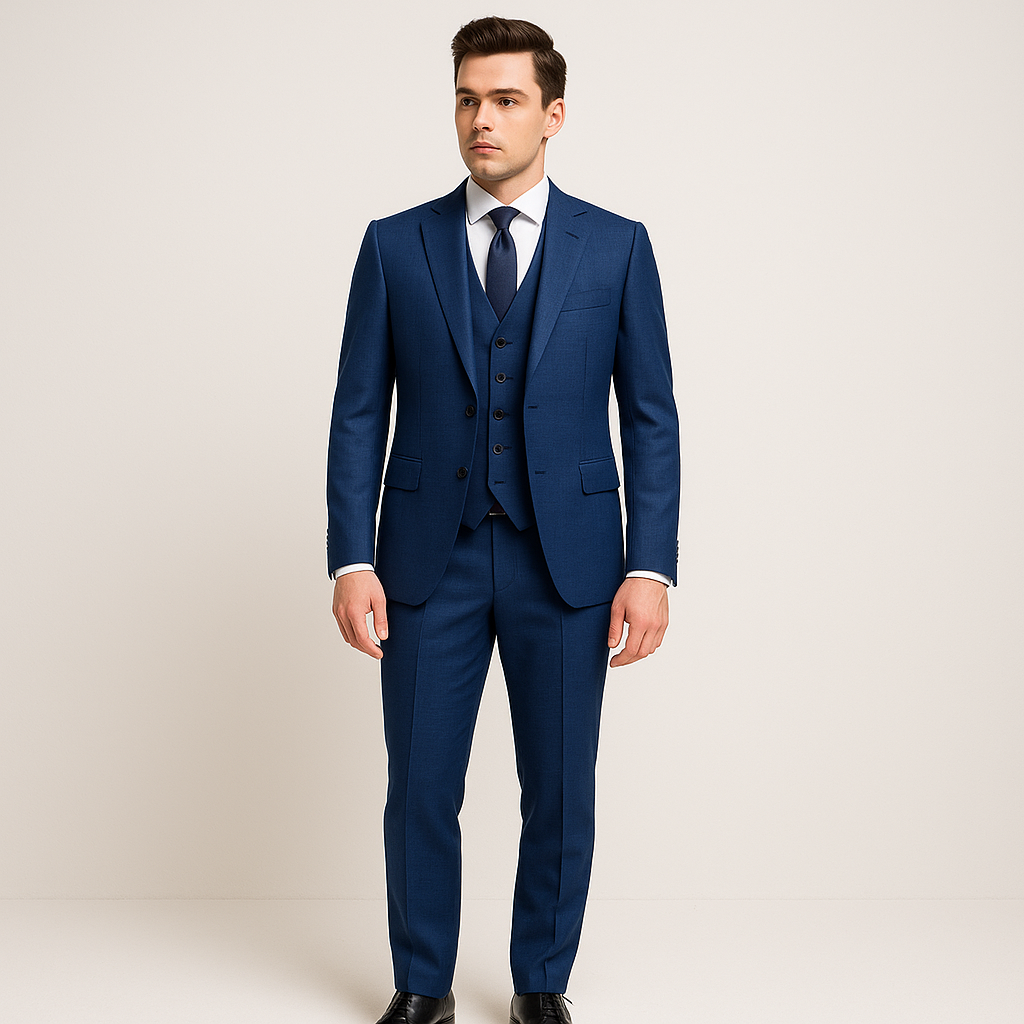 Vyriškas 3 dalių kostiumas – karališkai mėlynas