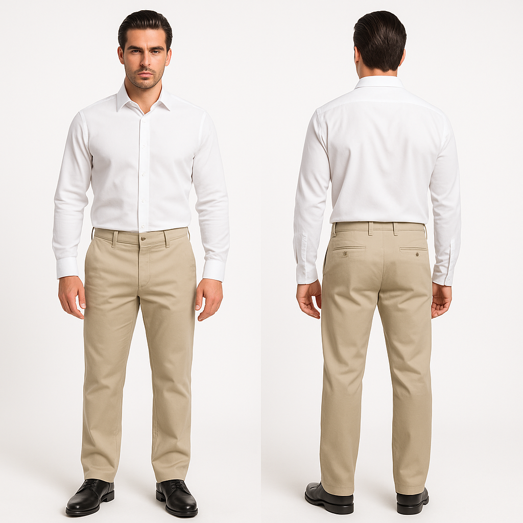 Klasikinio stiliaus vyriškos kelnės, šviesiai smėlio spalvos, kodas 2002-9