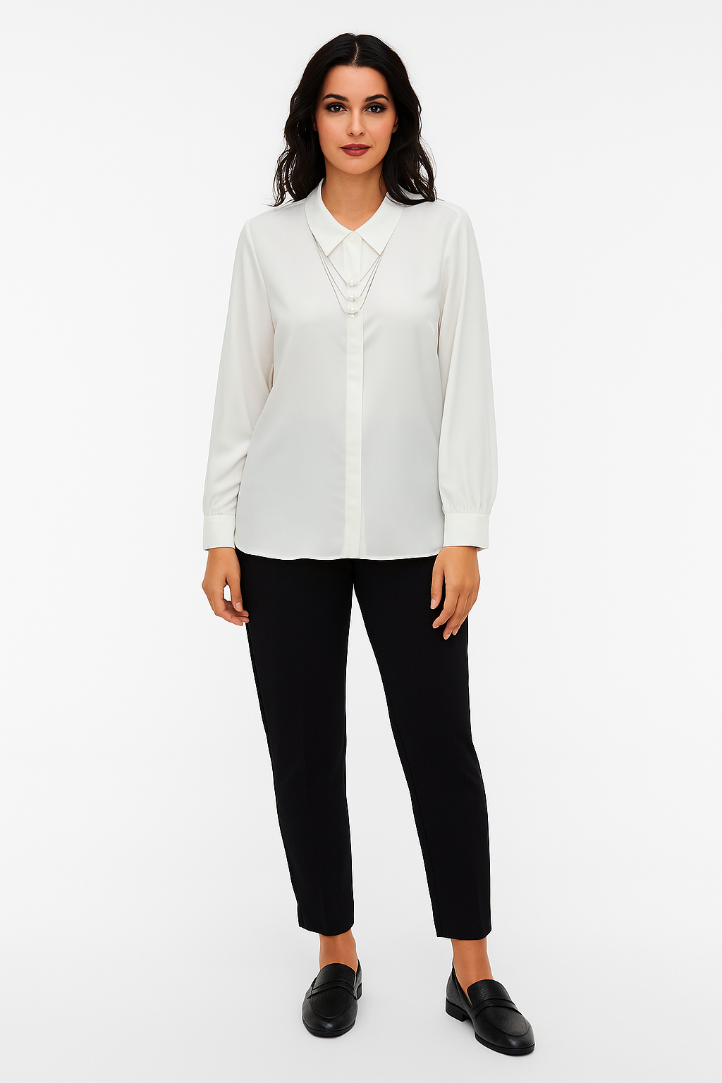 Moteriški marškiniai ilgomis rankovėmis, prabangus klasikinis stilius