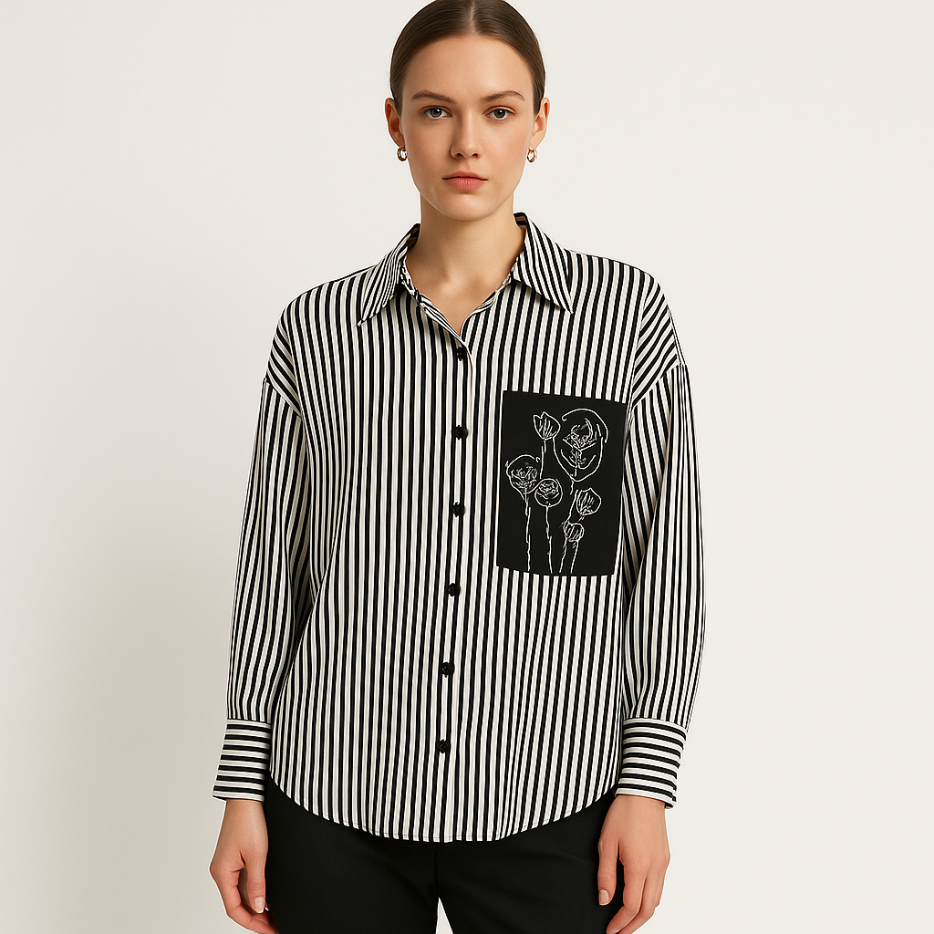 Dryžuoti moteriški marškiniai moterims