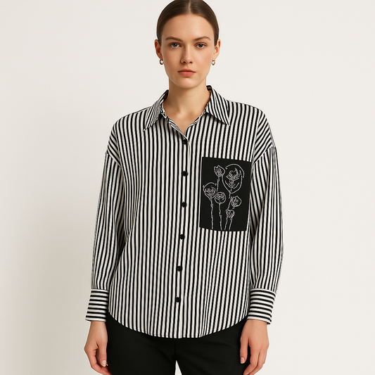 Dryžuoti moteriški marškiniai moterims