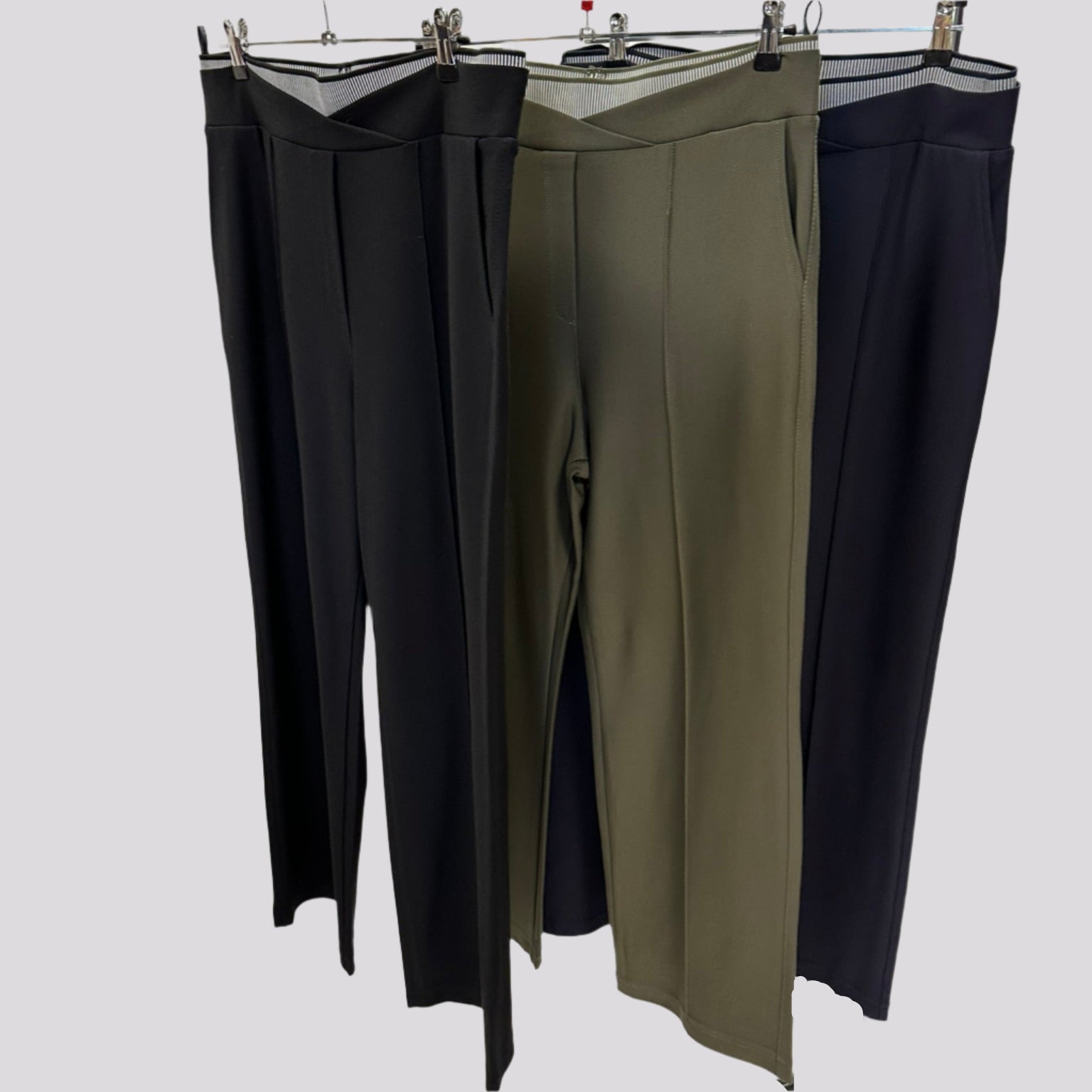 Klasikinės moteriškos juodos tamprios kelnės su elastingu juosmeniu