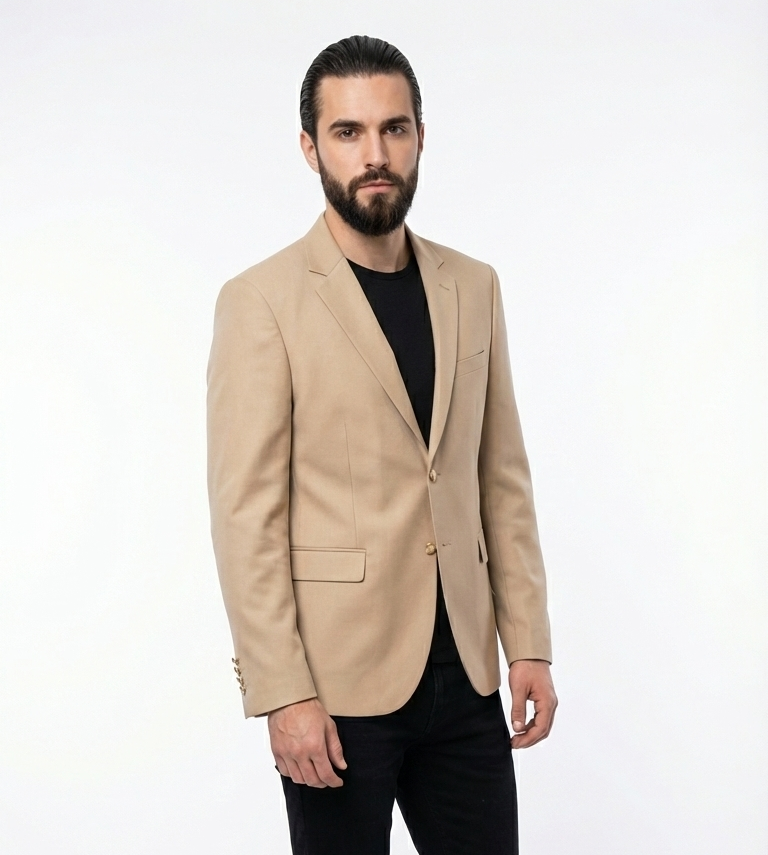 Kūno spalvos švarkas, tamprus audinys, nevaržomi judesiai