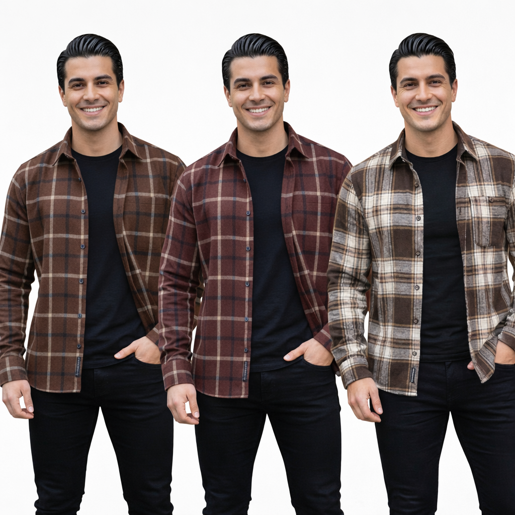 Šilti languoti vyriški marškiniai iš vilnos mišinio, skirtingų spalvų modeliai