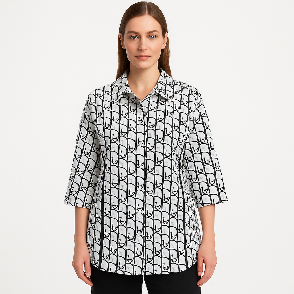 Balti marškiniai su juodu raštu, 