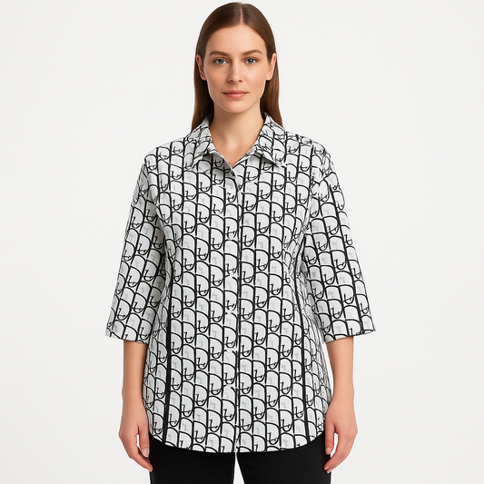 Balti marškiniai su juodu raštu, 