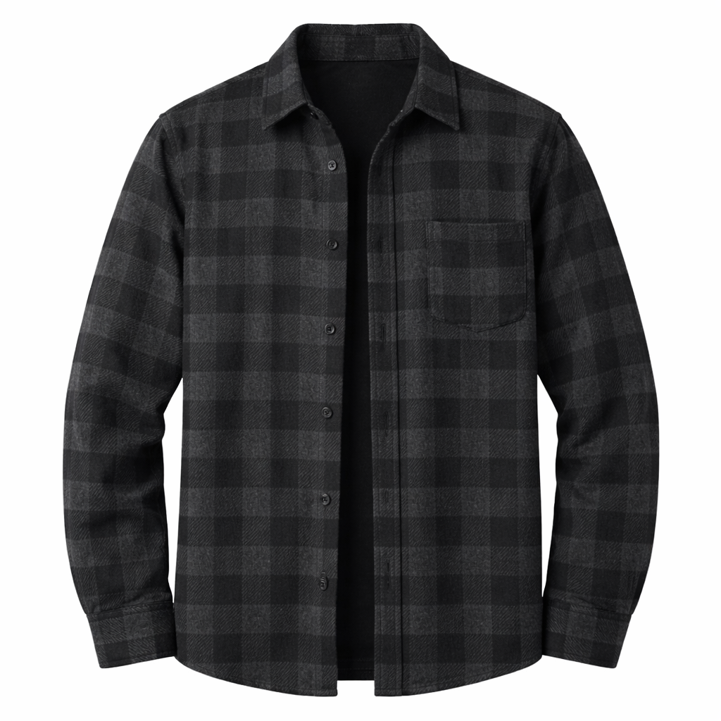 Tamsiai mėlynai pilki vyriški marškiniai – minkšti, flanelės pojūčio