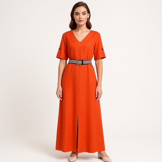 Morkinė lininė suknelė, puikus pasirinkimas vasarą