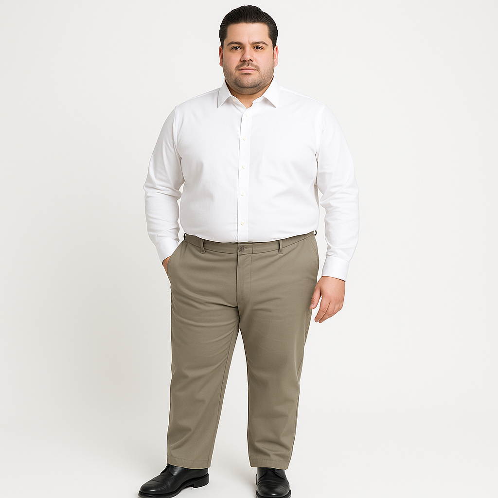 Smėlio spalvos vyriškos klasikinės kelnės didelių dydžių