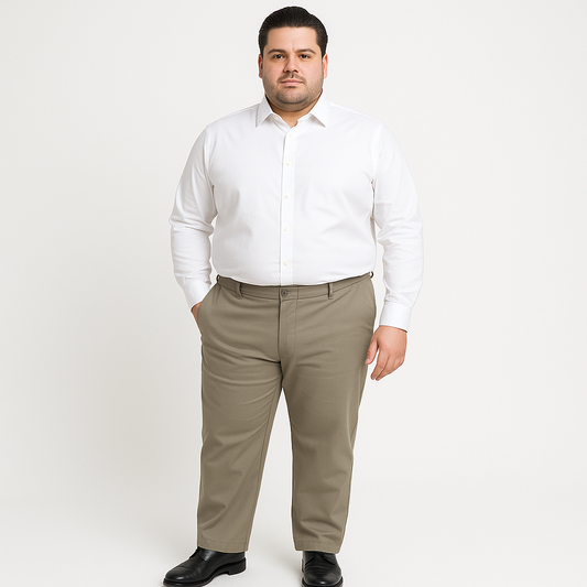 Smėlio spalvos vyriškos klasikinės kelnės didelių dydžių