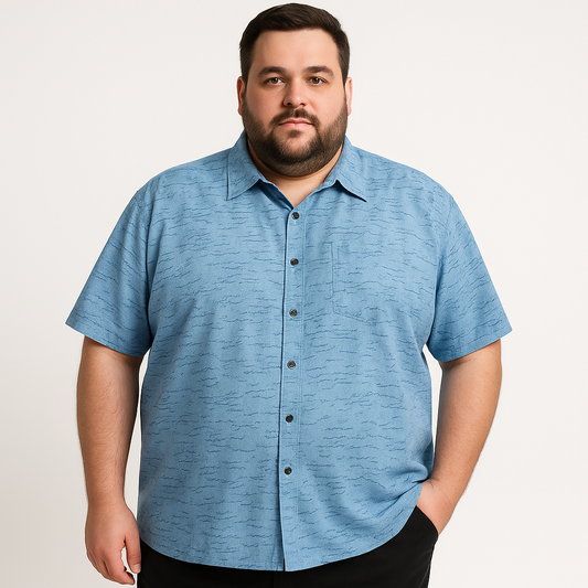 Vyriški melsvi marškiniai – mercerizuota medvilnė, dydžiai 3XL–6XL