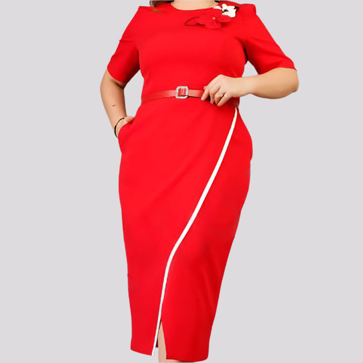 Elegantiška ilga suknelė moterims, su minkštu priglundančiu siluetu.