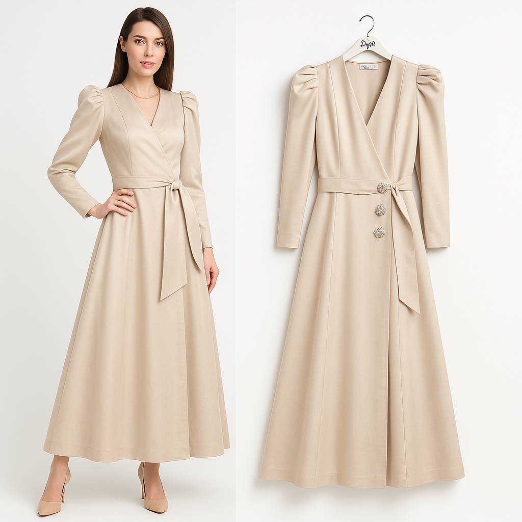 prabangi šampano spalvos suknelė