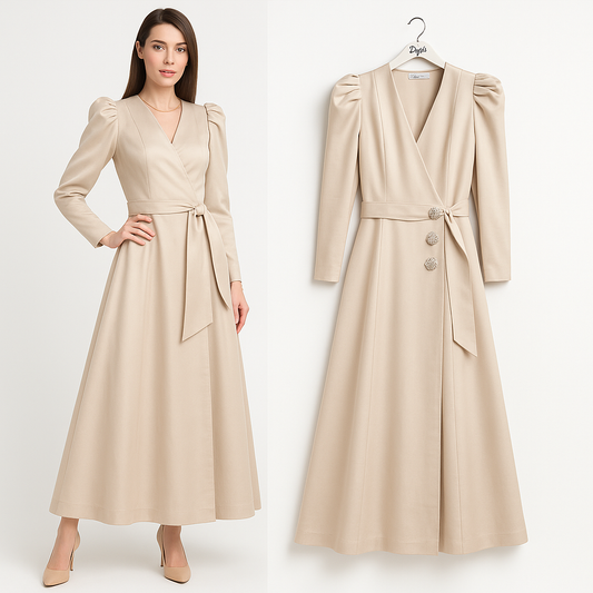 prabangi šampano spalvos suknelė