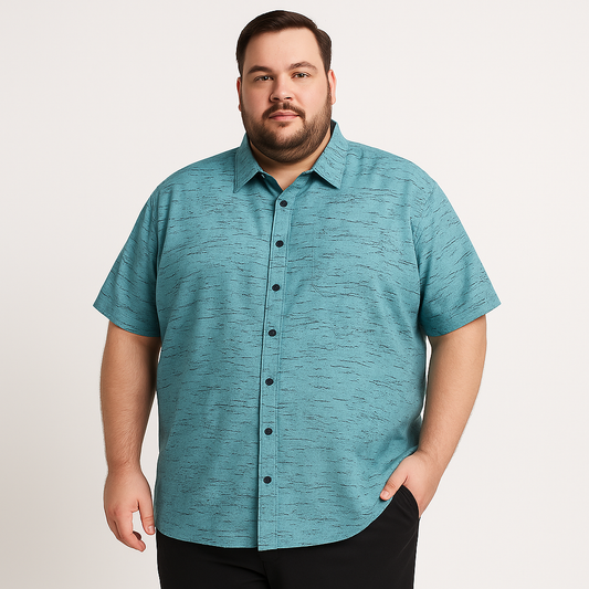 Vyriški žalsvi marškiniai – mercerizuota medvilnė, dydžiai 3XL–6XL