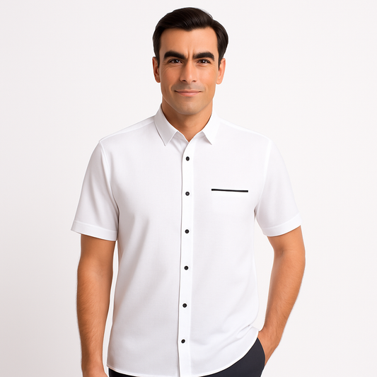 Balti, švelnaus audinio marškiniai, šventėms ar darbui ofise