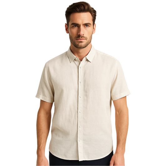 Kūno spalvos marškiniai iš lininio audinio, lengvi, kvėpuojantys